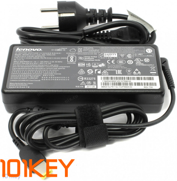 Блок питания 36200605 для ноутбука Lenovo 20V 6.75A 135W Прямоугольный разъём