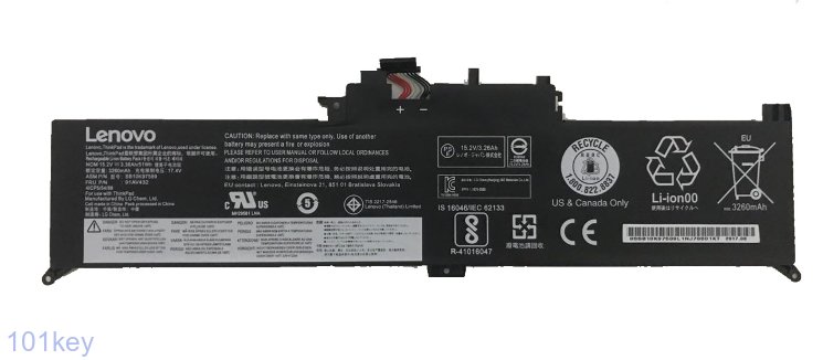 Аккумулятор для ноутбуков Lenovo ThinkPad Yoga 260 00HW027 00HW026 15.2v 2895mAh 44Wh ORIGINAL